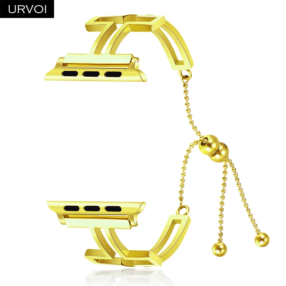 Color gold URVOI ремешок для Apple Watch манжета девушка модный браслет из нержавеющей стали для iWatch серии 5 4 3 2 1 крестообразная цепочка - Цвет ремешка: Color gold