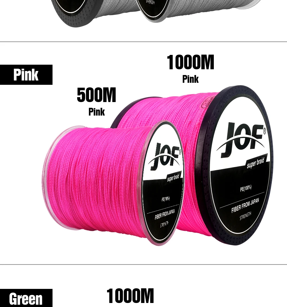 JOF леска серая PE 100 м 150 м 300 м 500 м 1000 м 4 нити Pesca плетеная леска для ловли карпа 10LB-82LB