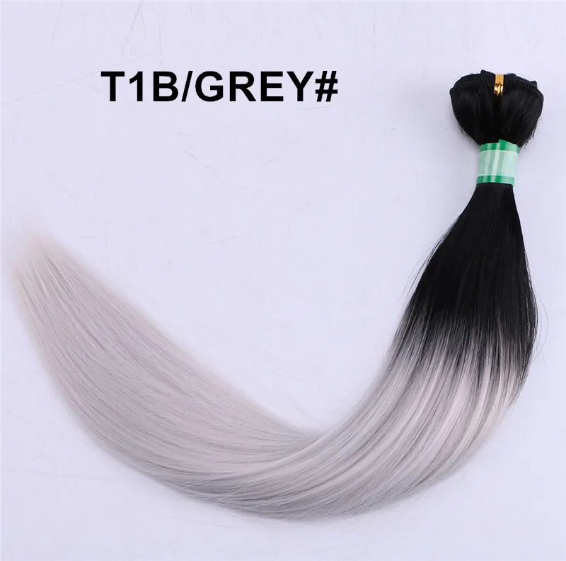 T1B-Grey Омбре волосы пряди бордовые синтетические волосы для наращивания Яки 16-20 дюймов доступны шелковистые прямые волосы пряди 2 шт./лот - Цвет: T1B-Grey