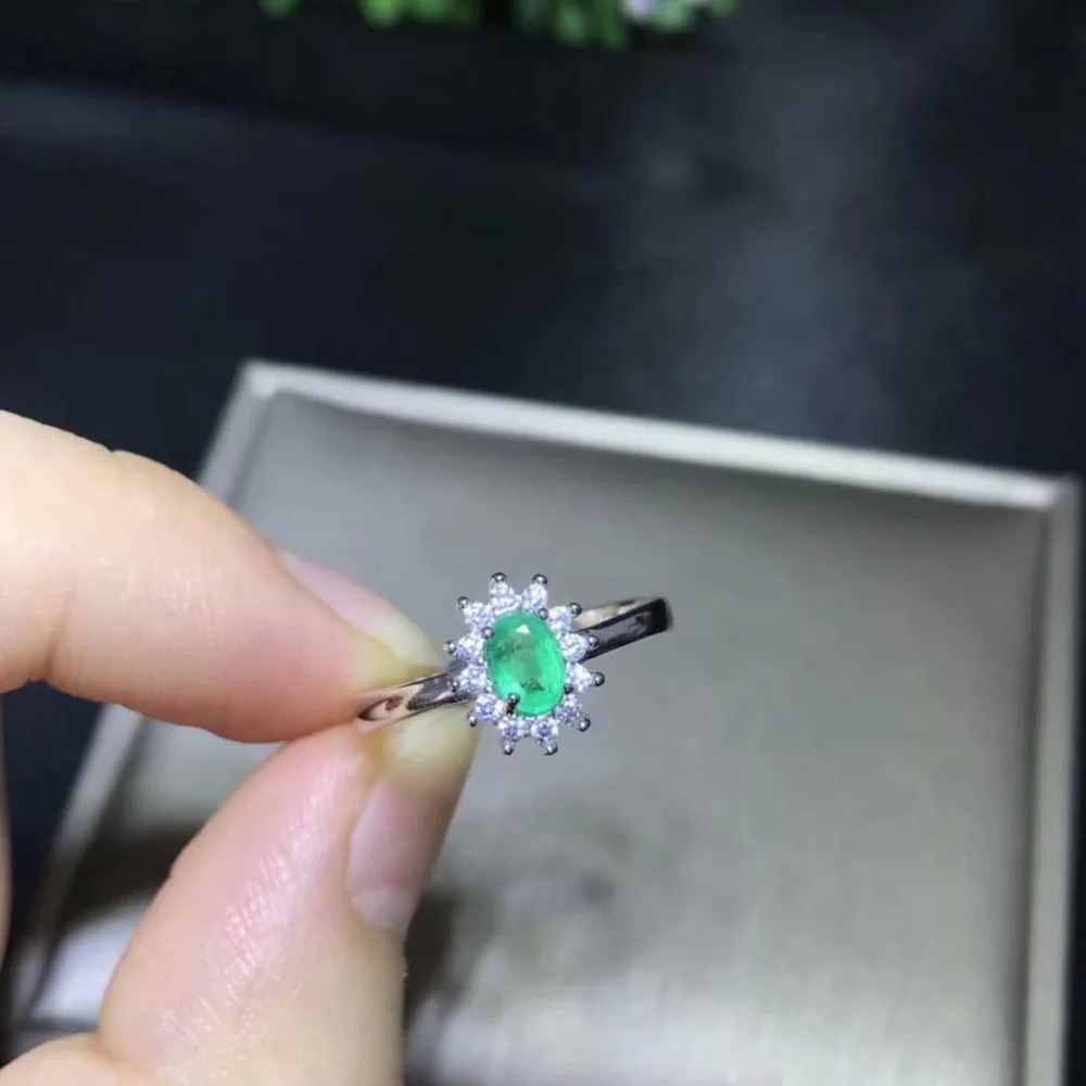 

Natural green emerald gem Ring Natural gemstone ring S925 silver Elegant round Princess Diana women girl gift party fine Jewelry