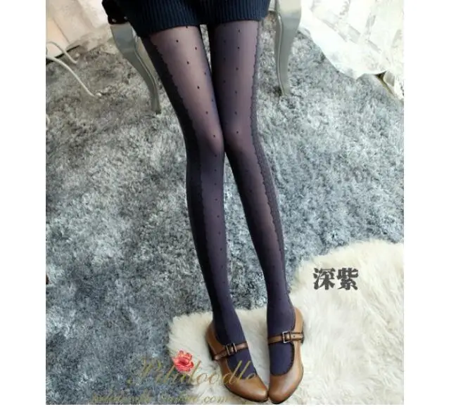 12pcs/lot! Spring and Autumn New Women Warm Sweet Pantyhose Small Dots Design Wool Knitted Lady Pantyhose Wholesale