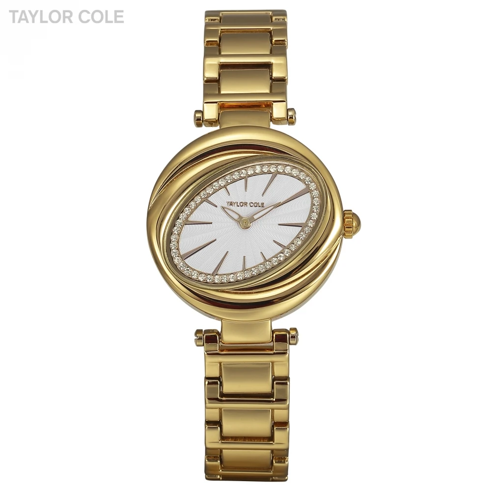 Taylor Cole Horloge Dames Золотой Кристалл лепесток Овальный чехол тонкий кварц Montre Movt