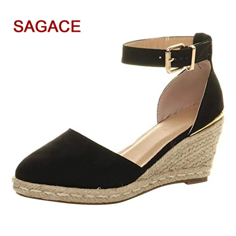 SAGACE/женские сандалии с пряжкой и ремешком на щиколотке Клинообразные летние