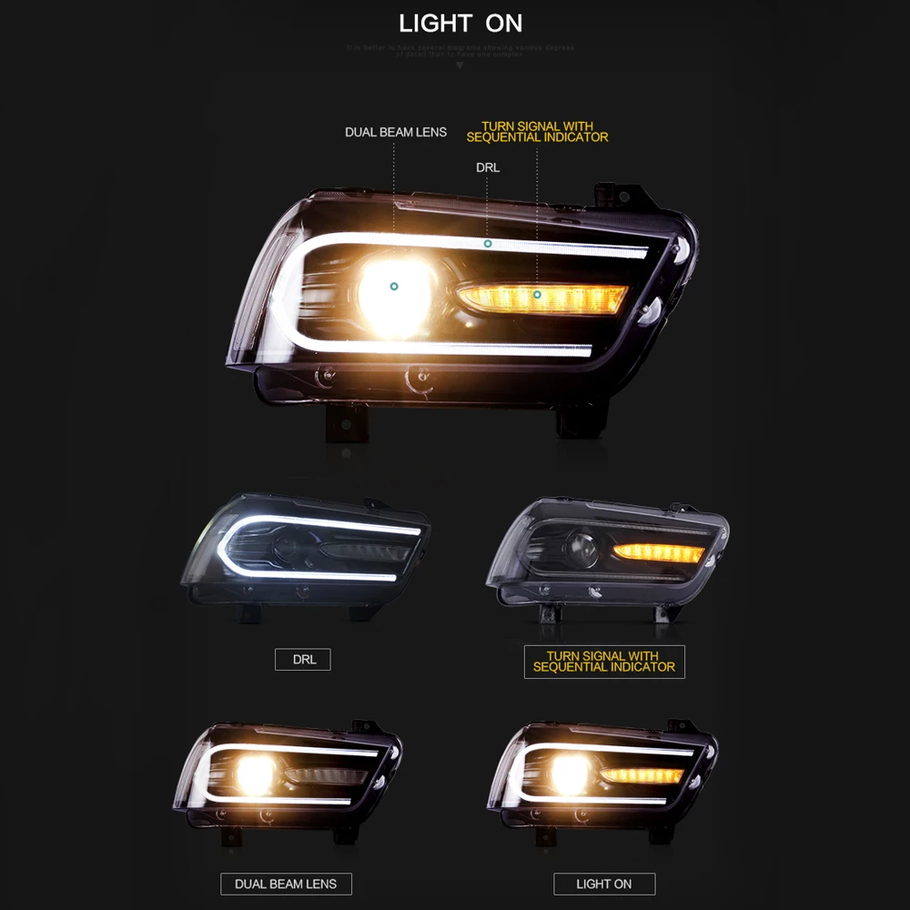 Для Dodge charger 2011 2012 2013 2014 светодиодный DRL фара в сборе|Фара для авто сборе| |
