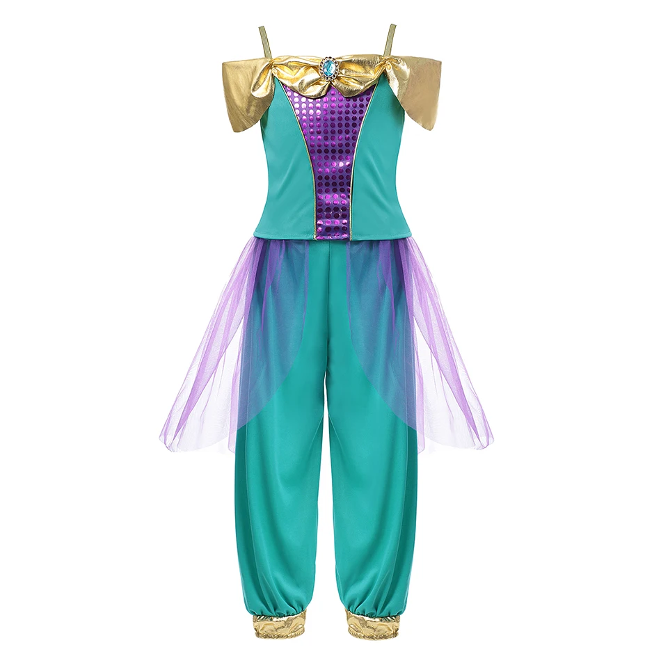 Костюм принцессы с аладдином для девочек причудливые жасминовые топы и брюки