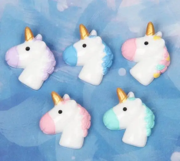 Малый ремесел украшения центр Kawaii единорог с плоской задней кабошоны из смолы