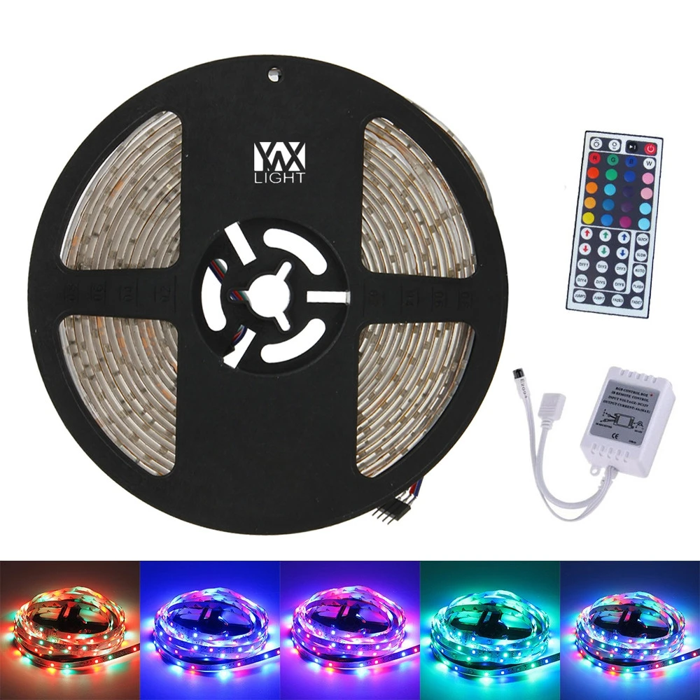5 м Светодиодная лента RGB 300 LED 3528 SMD водонепроницаемый 44Key пульт дистанционного