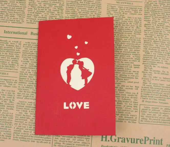 10 шт. полые жениха поцелуй невесты Киригами ручной работы Оригами 3D всплывающие