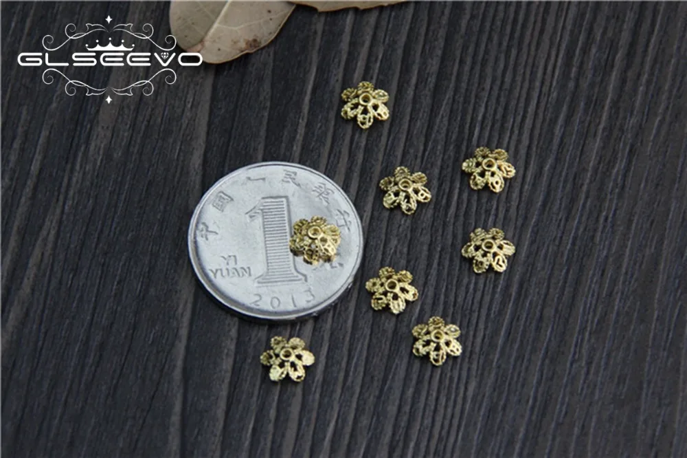50 шт. 925 серебро цветок из бисера Кепки s позолоченный Jewelry аксессуары ювелирные
