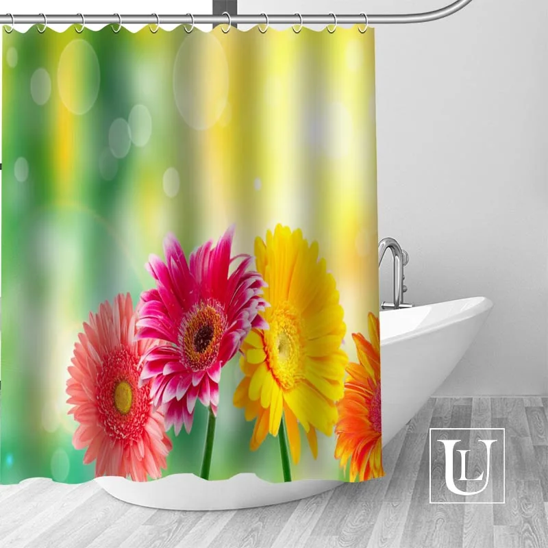 

Waterproof Bathroom Curtains Modern Gerberas Closeup Shower Curtain polyester Bath screens Customized curtain