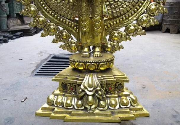 005843 44 &quotтибетская бронзовая позолоченная 1000 рук 11-faced Avalokitesvara Kwam-Yin статуя Будды |