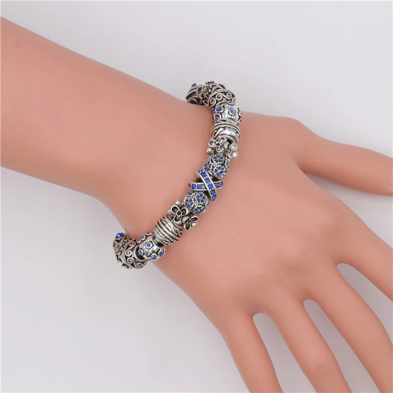 Женский винтажный элегантный браслет с фиолетовыми бусинами браслеты подарок в