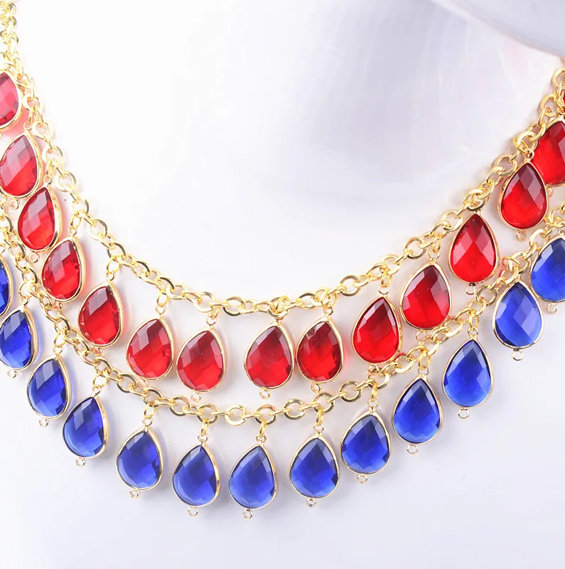 49cm Long Rhinestone Teardrop Pendant Chain Red Blue Crystal Charms Tassel Trim Diy Clothes Jewelry Crafts Accessories | Дом и сад