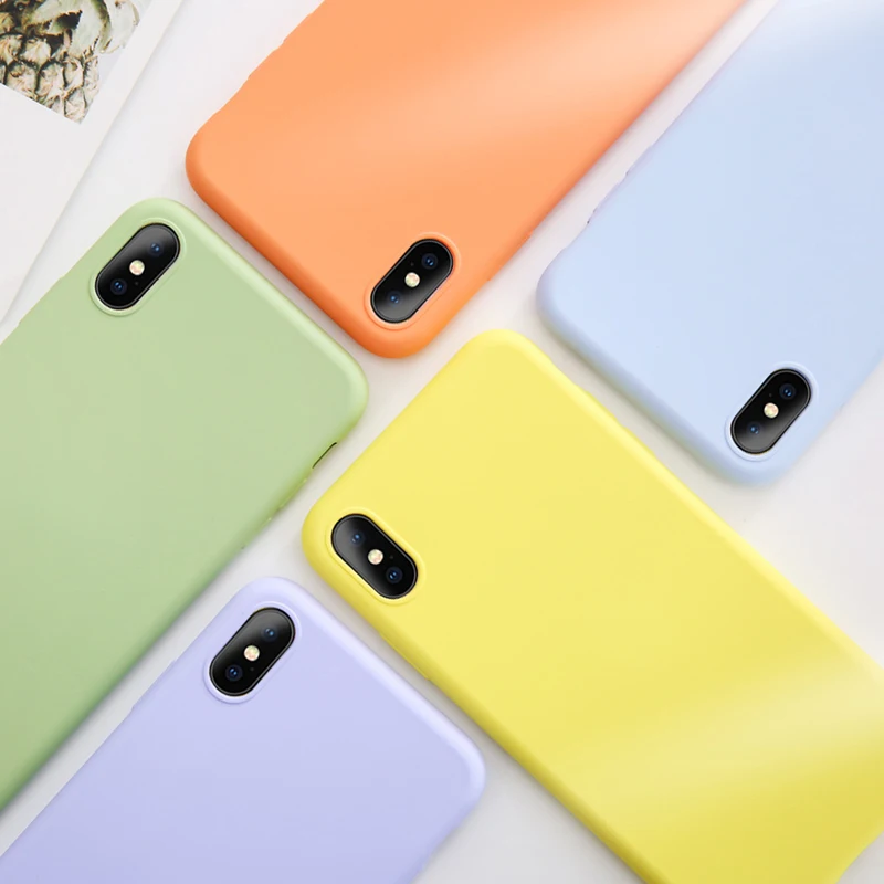 Новый простой однотонный силиконовый чехол для телефона iPhone 6 6s 7 8 Plus милый мягкий
