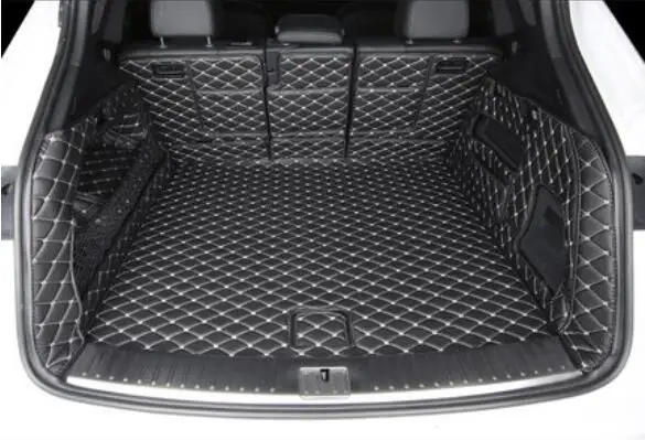 

Автомобильный вышитый кожаный полный задний багажник поднос лайнер Грузовой Коврик для защиты пола коврик для ног коврики для Porsche Cayenne 2018 ...