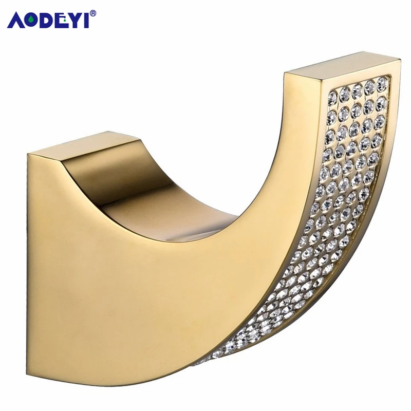 AODEYI крючки для халата с чешским кристаллом хромированный Золотой крючок