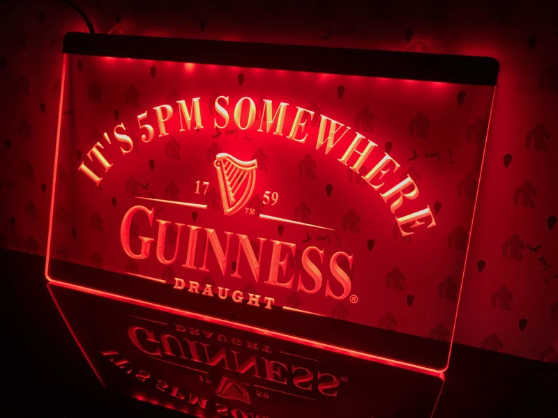 091-Guinness это 5 pm где-то бар светодиодный светильник знак