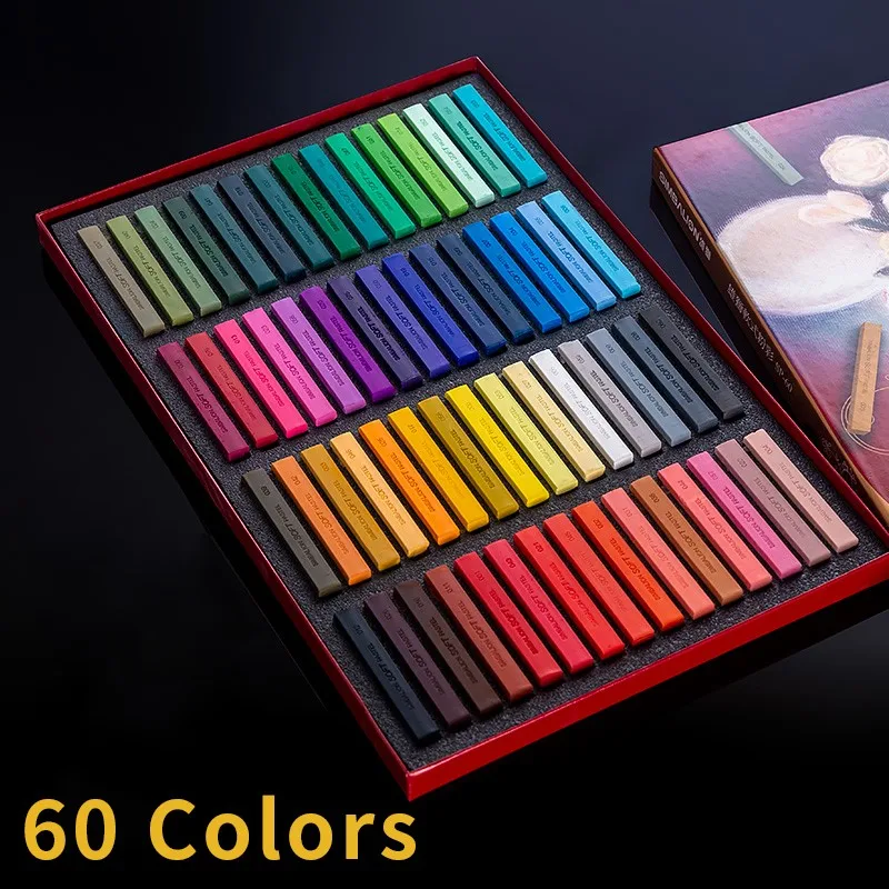 60 Colors 12/24/36/48/60 Цвета профессиональных мягких пастельных ручек набор для рисования Цвет мел в порошке ручная роспись мелки Цвет кисть для рисования - Цвет: 60 Colors