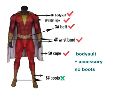 suit with accessory Ling Bultez Высококачественная подкладка для мышц Shazam костюм фильм Shazam Косплей Костюм с поясом для мужчин любой цвет Shazam наряд - Цвет: suit with accessory