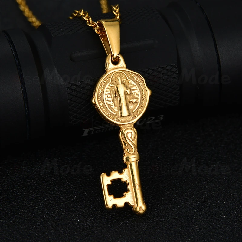 ELSEMODE ожерелья с подвеской золотым ключом санит Бенедикт для женщин и девушек из