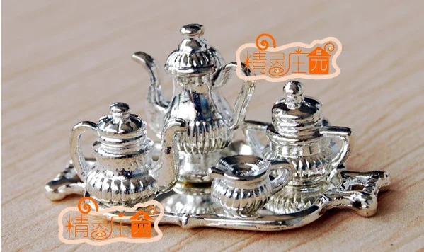 

MINI Dollhouse 1/12 Mini accessories silver wine wine plate set of 5 sets of cute treasure