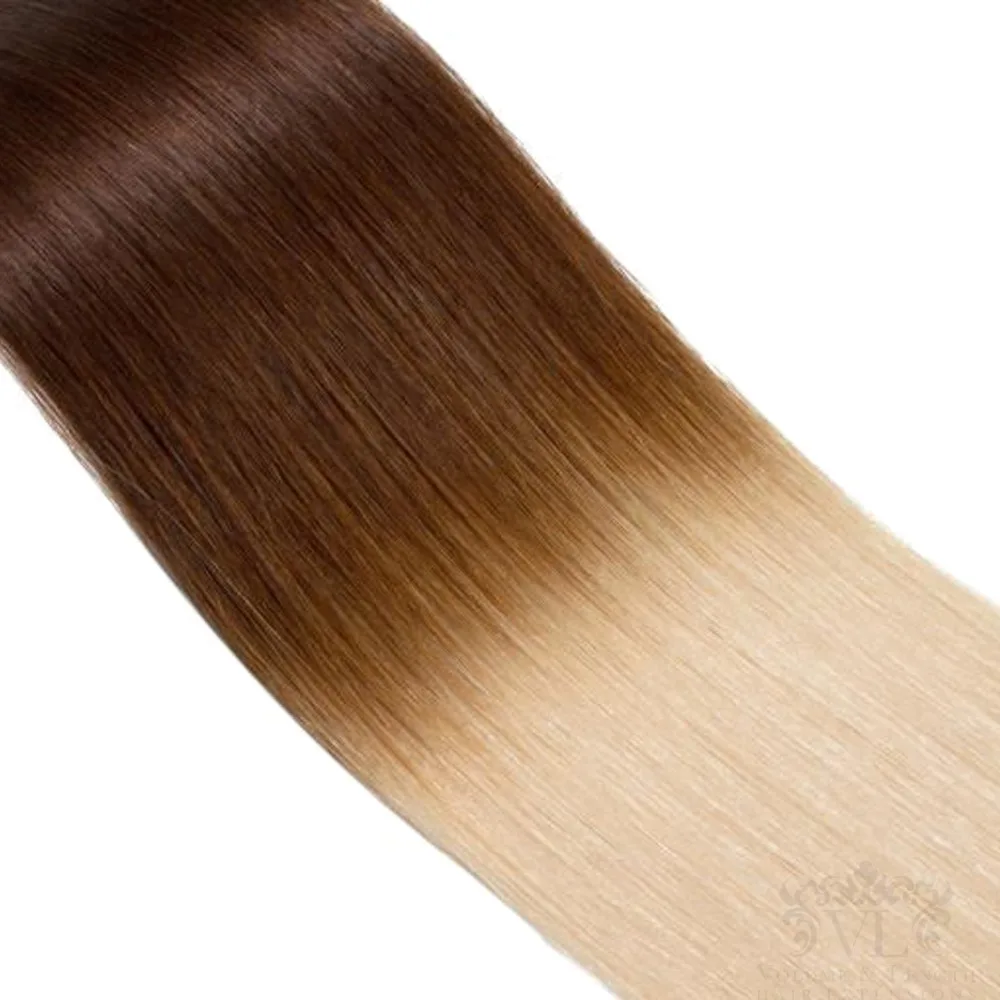 VL Remy 100% человеческие волосы для наращивания лента уток Омбре DiP краситель шоколад