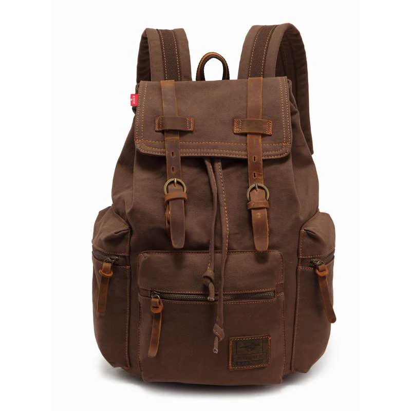 Унисекс Холщовый Рюкзак mochila, винтажный рюкзак с кожаной отделкой, повседневный рюкзак для мужчин и женщин, рюкзак для путешествий для ноутбука, мужской женский рюкзак