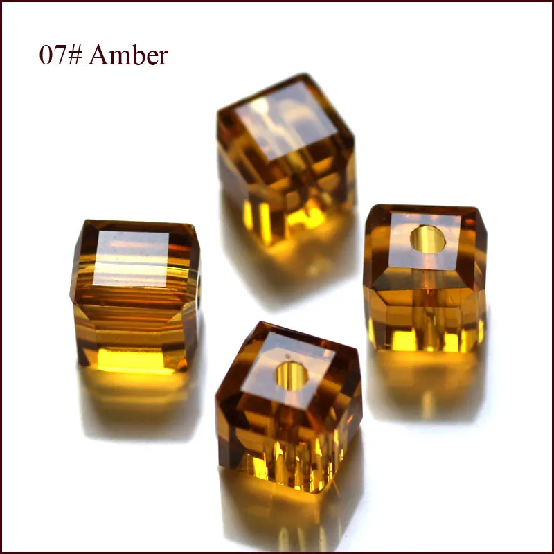 amber 100 шт./лот хрустальные бусины 5601 Square Cube Форма 8x8 мм 18 Цвет покрытие AAA9 8x8 мм - Цвет: amber