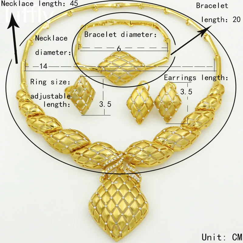 Liffly Дубай женские ювелирные изделия аксессуары хрустальное ожерелье серьги