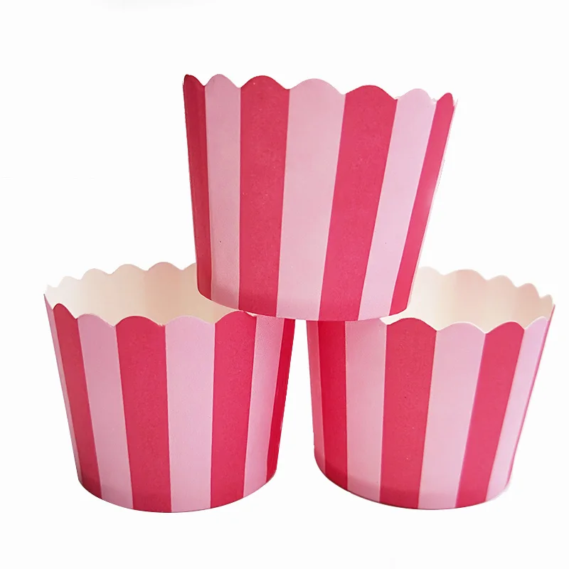 100 шт. синие белые зеленые Красные Полосатые Бумажные подносы для чашек торта