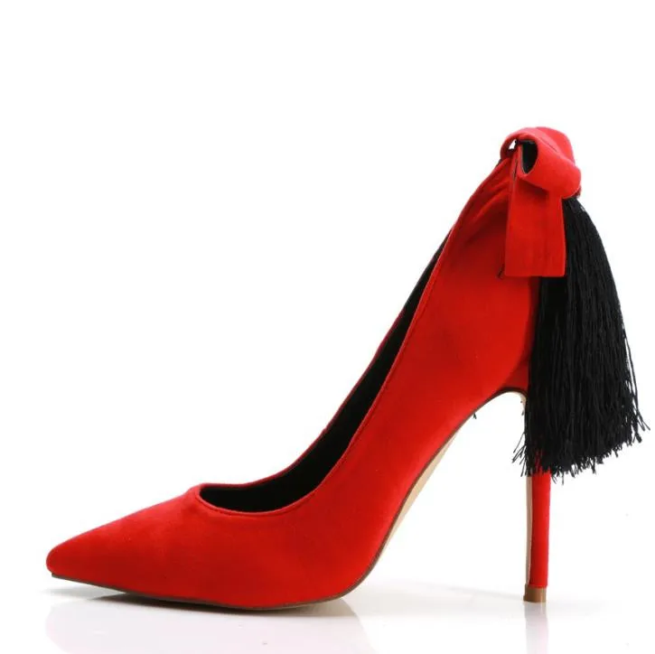 2018 Autumn New Women Shoes Sexy High Heels Red Butterfly-knot Ladies Thin Prom Party Zapatos De Mujer | Обувь
