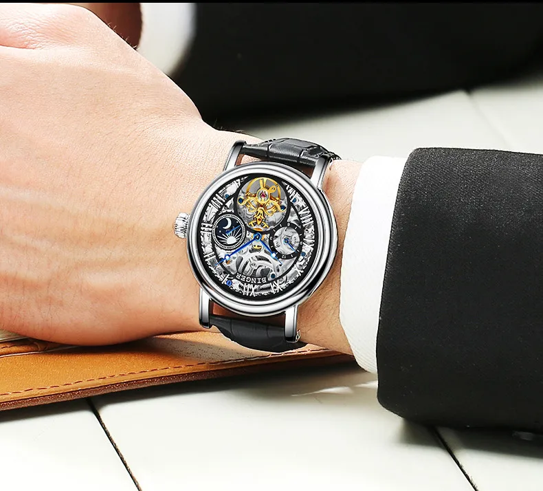 Швейцарские Бингер мужские часы люксовый бренд Tourbillon Relogio Masculino водонепроницаемые механические наручные часы B-1171-4