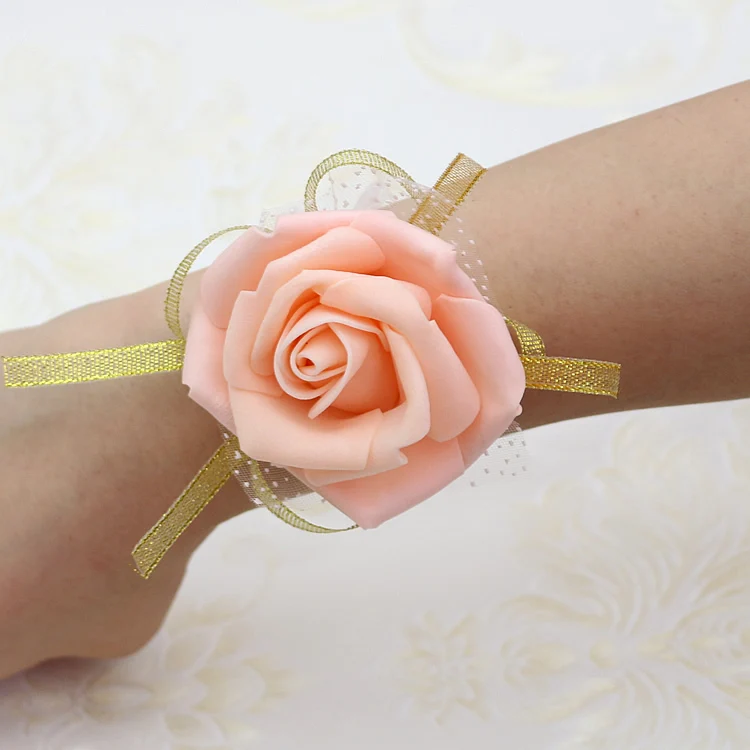 Новый Свадебный декор букет розы на запястье ручной цветок Шелковое кружево