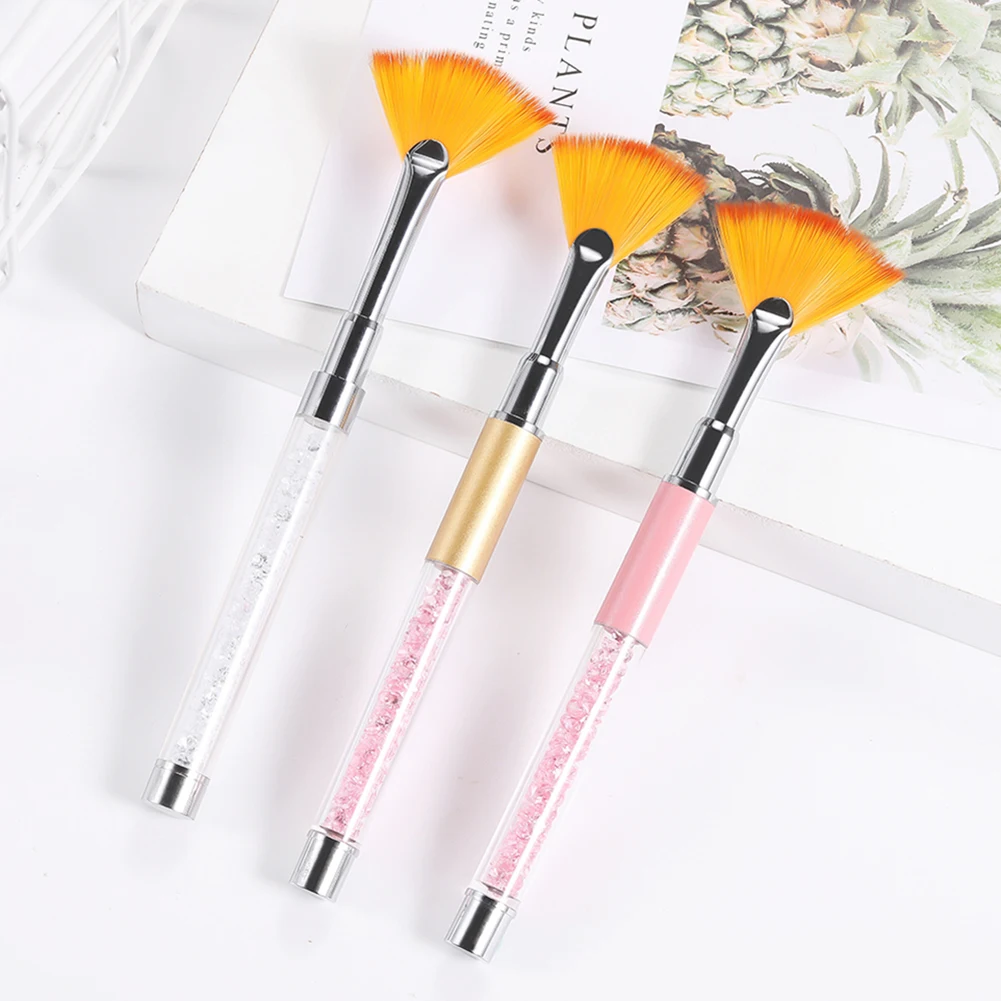 1 шт. кисть для дизайна ногтей форма веера ручка покраски Стразы Очистки Ручка