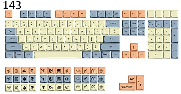 Western 143 Стиль Вестерн XDAS профиль keycap 143/186 краситель сублимированный filco/DUCK/Ikbc MX Переключатель механическая клавиатура keycap, только keycaps - Цвет: Western 143