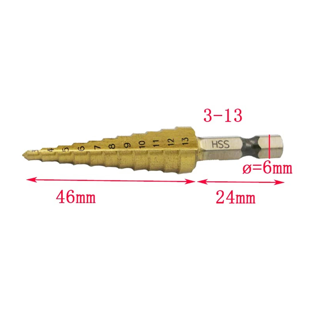 

1/4 Hex Titanium Step Cone Drill Bit Hole Cutter 3-13MM HSS 4241 For Sheet Metal Wood Drilling Power Tools