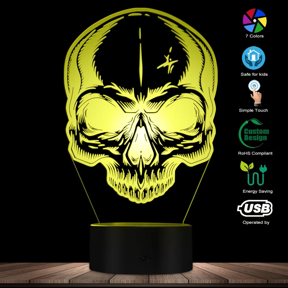 Настольное освещение в виде черепа и ночник со скелетом смерти костей меняющие