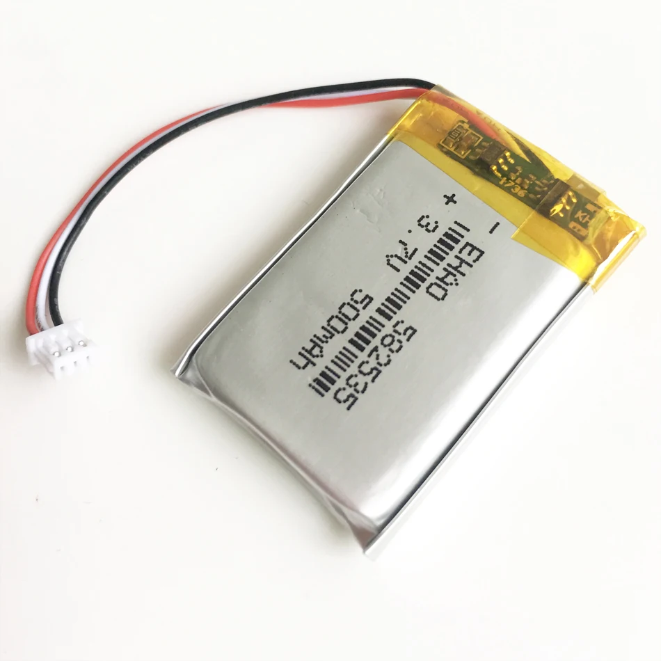 3.7V 500mAh Lipo Polymer Lithium Rechargeable Battery JST 3pin plug 1.0/1.25/1.5/2.0/2.5mm for MP3 GPS Bluetooth Headset 582535 |