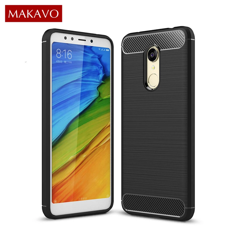 Чехол MAKAVO для Xiaomi Redmi 5 Plus задняя крышка из углеродного волокна мягкие силиконовые