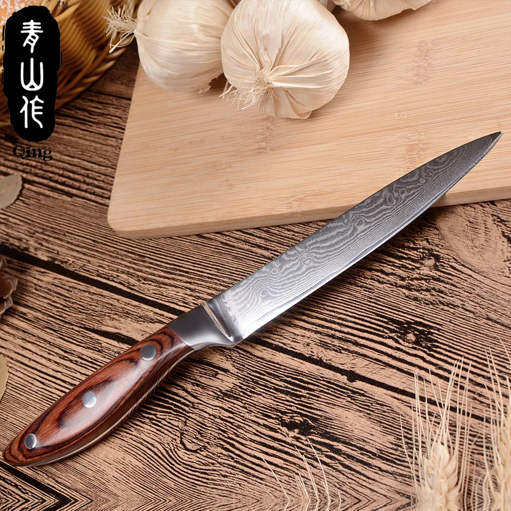 QING 5 дюймов утилита дамасский кухонный нож сталь острое лезвие поварской цвет