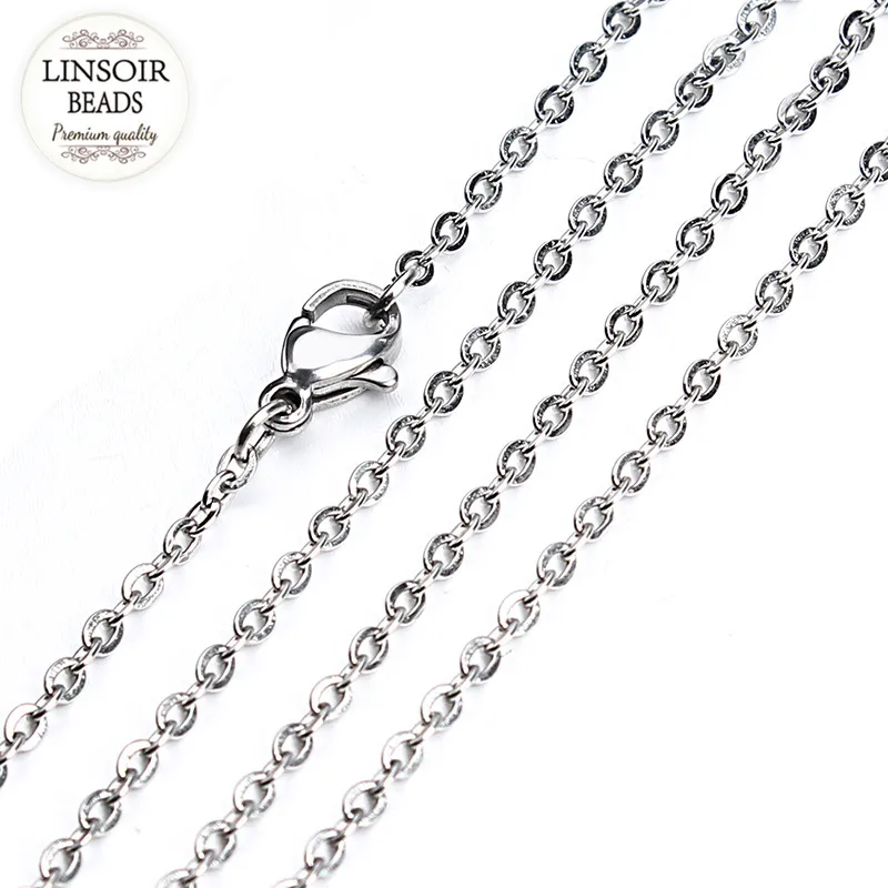10 шт./лот цепочка из нержавеющей стали серебряного цвета с застежкой лобстером