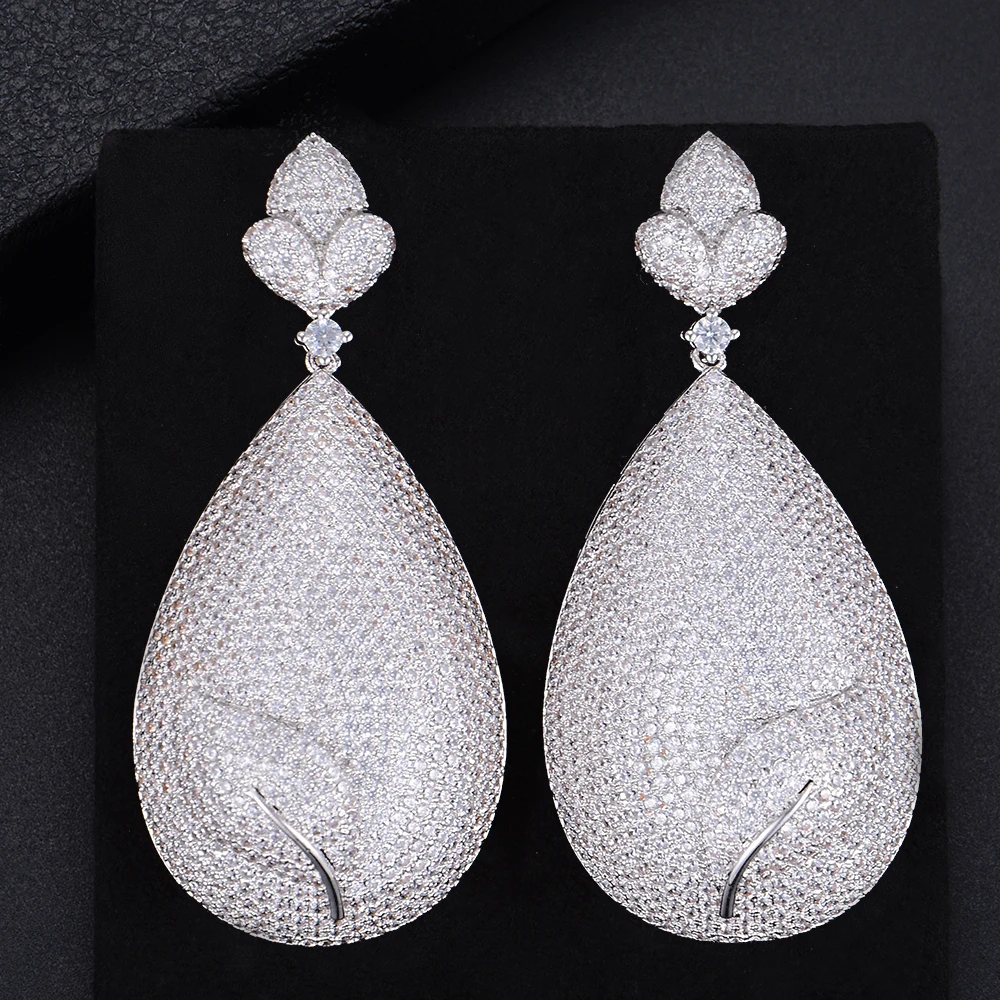 missvikki Noble Symbol Dangle Earings Eardrop Jewelry Big Waterdrop Fashion Full Cubic Zirconia Shiny Romantic Top Quality | Украшения и