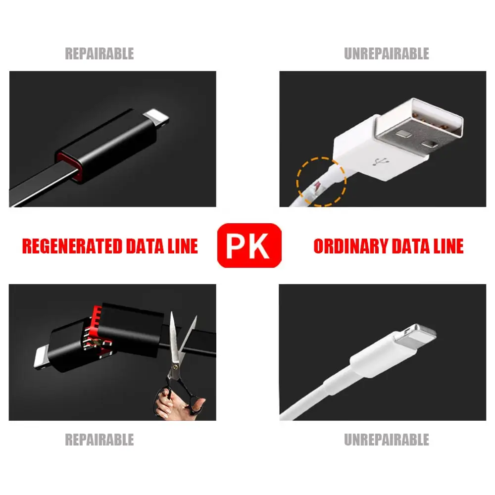 Восстанавливаемый зарядный дата кабель для iPhone/Micro USB/type C 1 5 m многоразовые