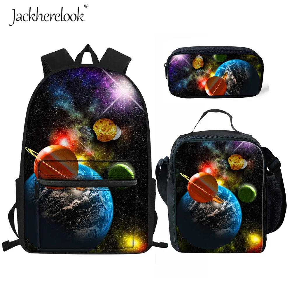 Новая холщовая школьная сумка Galaxy Space Planets школьные рюкзаки с принтом для девочек-подростков милые книжные сумки для детей Mochila 3 комплекта