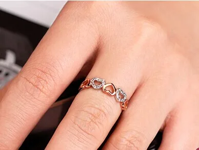 Женское кольцо с сердечком позолоченное из розового золота принтом PT950|sterling silver