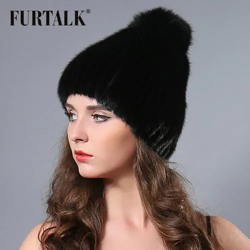 natural mink fox fur bobble hats 