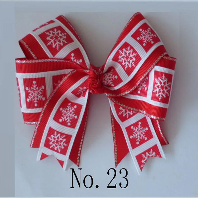 

20 BLESSING Happy Girl 4.5" Christmas Cheer Hair Bow Clip Snowman Santa Snow