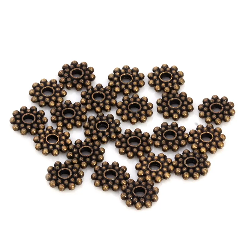 Wholesale100pcs/комплект тибетского серебра Цветочная распорка для бисера круглые