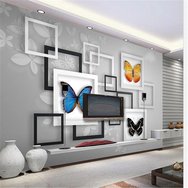 

beibehang Customize wallpaper silk cloth Stereoscopic 3D geometric abstract butterfly 3d mural wallpaper papel de parede