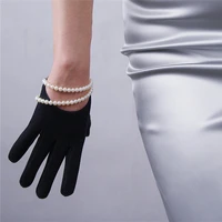 suede ultra short gloves 13cm matte black frosted sanding emulation leather faux sheepskin female suede gloves wjp17